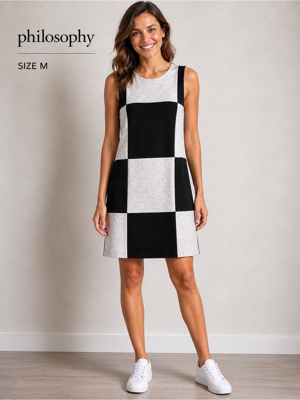 Philosophy Colorblock Sleeveless Shift Dress | Black & Gray | Size M